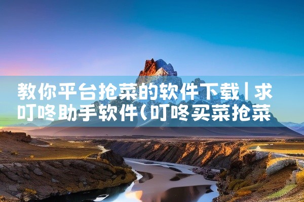 教你平台抢菜的软件下载