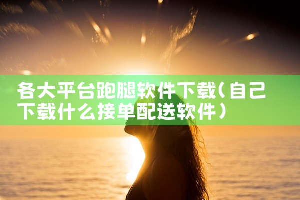 各大平台跑腿软件下载